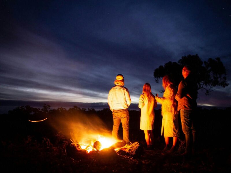 Watching the sunset whilst warming by the fire