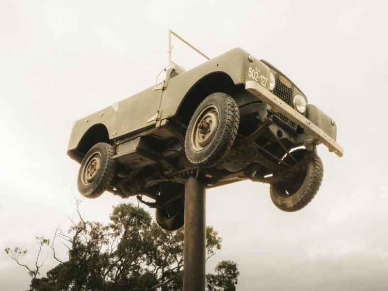 Land Rover on a Pole