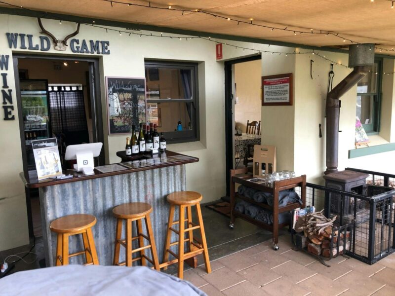 Bar and fireplace