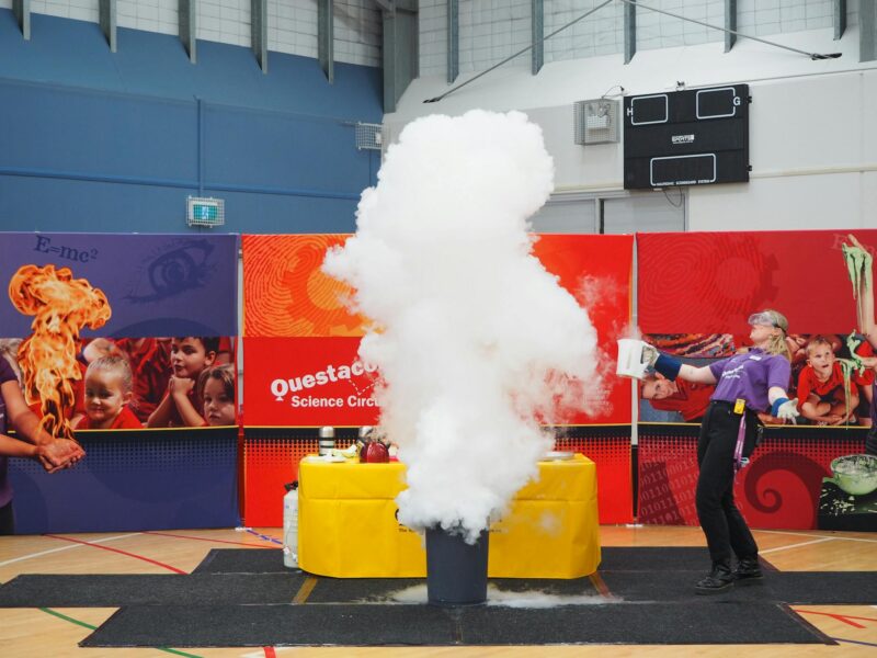 A large liquid nitrogen explosion during a pop-up science centre show