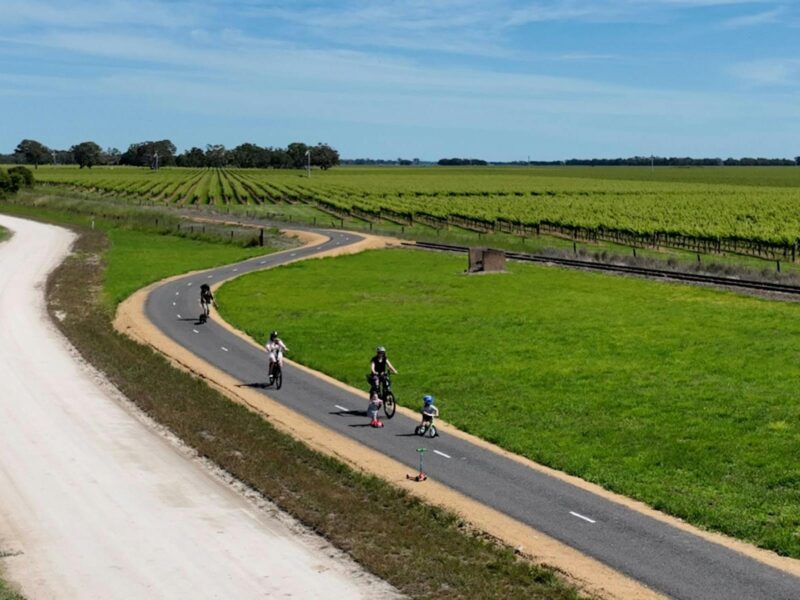 Cyclists enjoying the trail