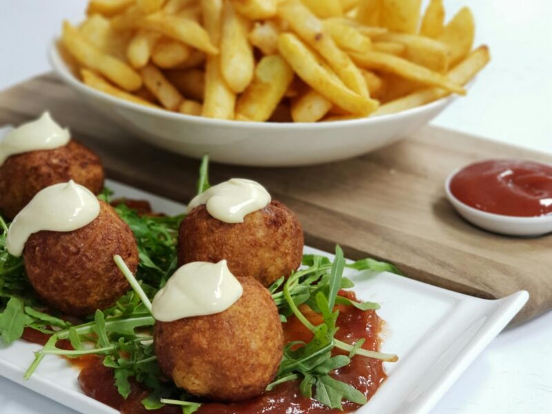 Arancini and Bowl of Chips