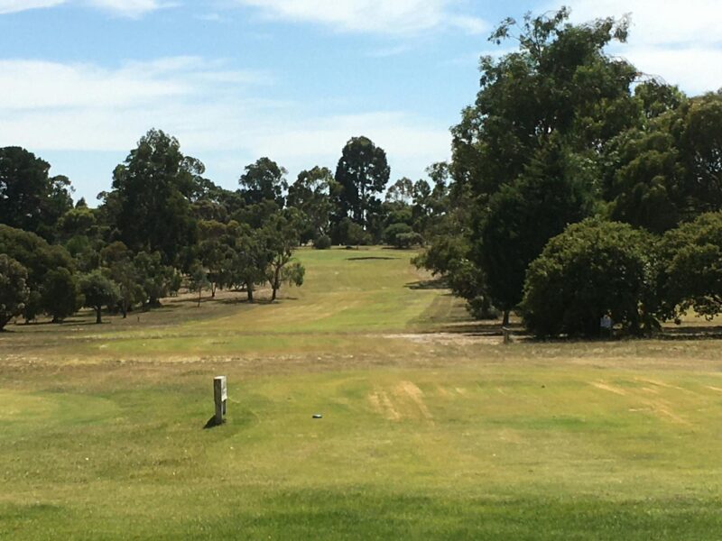 The first fairway of the golf course