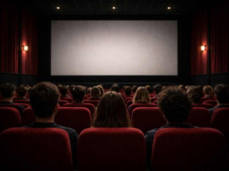 People in a cinema waiting for movie to begin
