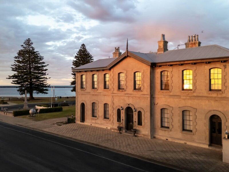 The Customs House overlooks the lobster fishing fleet moored in Port MacDonnell's Harbour