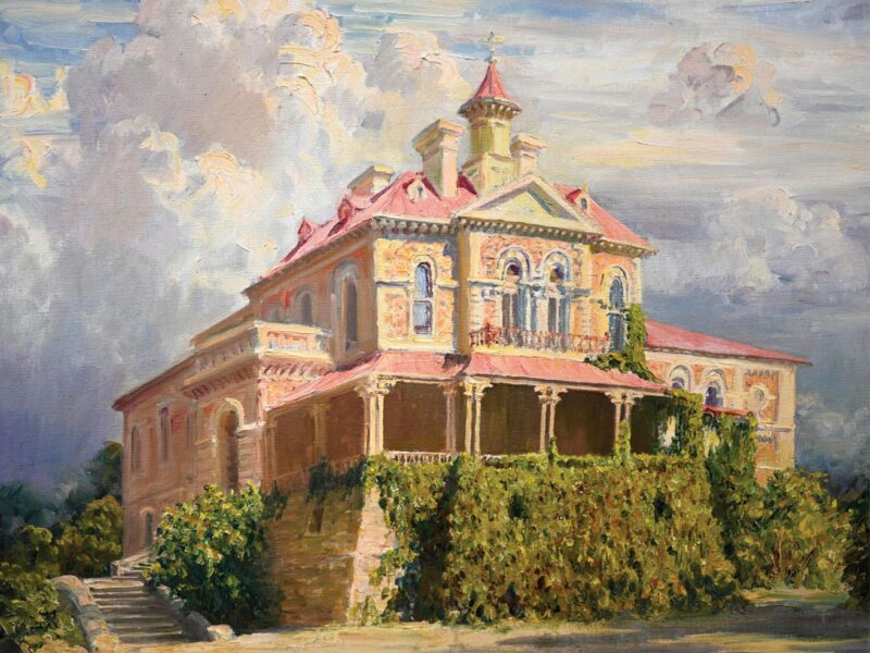 Cathleen Edkins, Old Mount Gambier Hospital,  oil on canvas. South East Art Society Inc. Private col