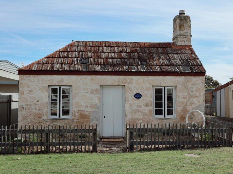 Historic limestone cottage exterior at 1856 Cottage accommodation in Robe South Australia